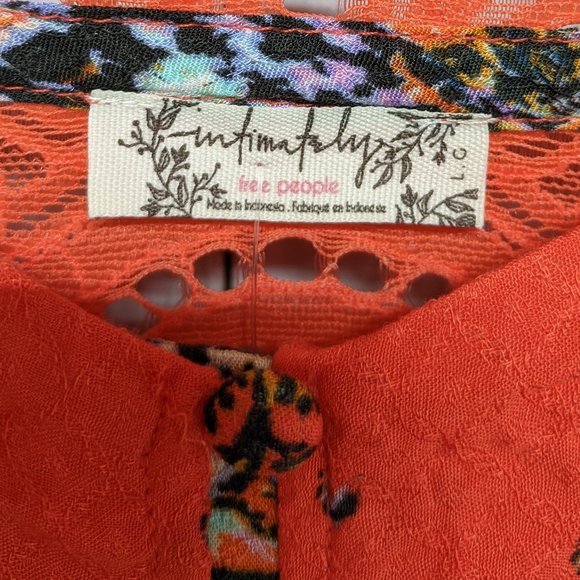 NWT Free People Red-Orange Floral Maxi Sundress Size L - Picture 4 of 8